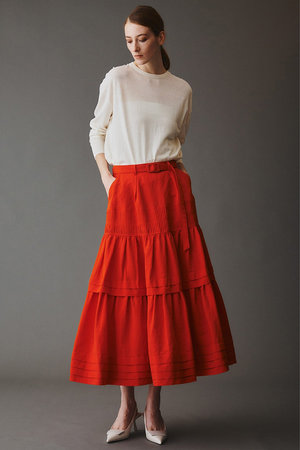 オブリオ/AUBRIOTのリネンコットン ティアードスカート(110700/110703)