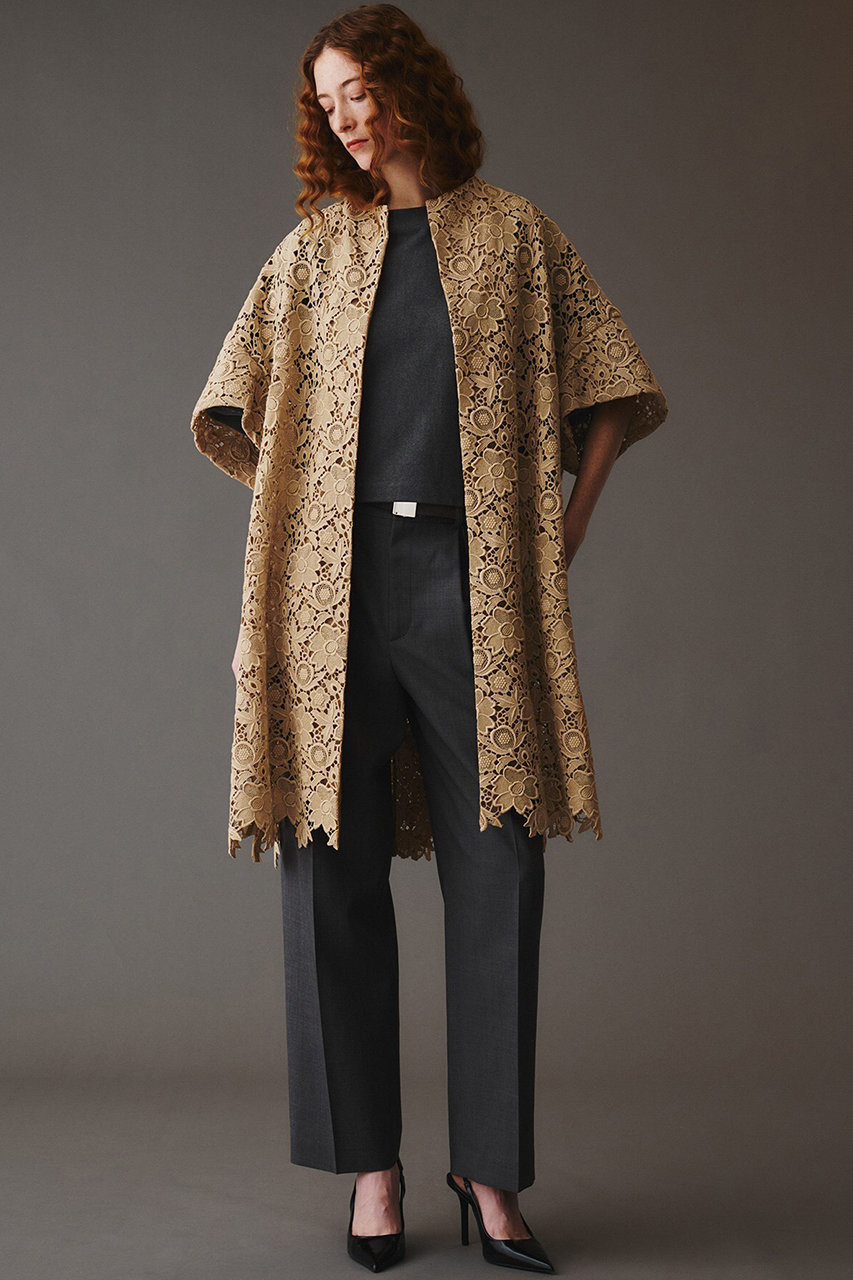 AUBRIOT(オブリオ)｜フラワーレース トッパーコート/ベージュ の通販