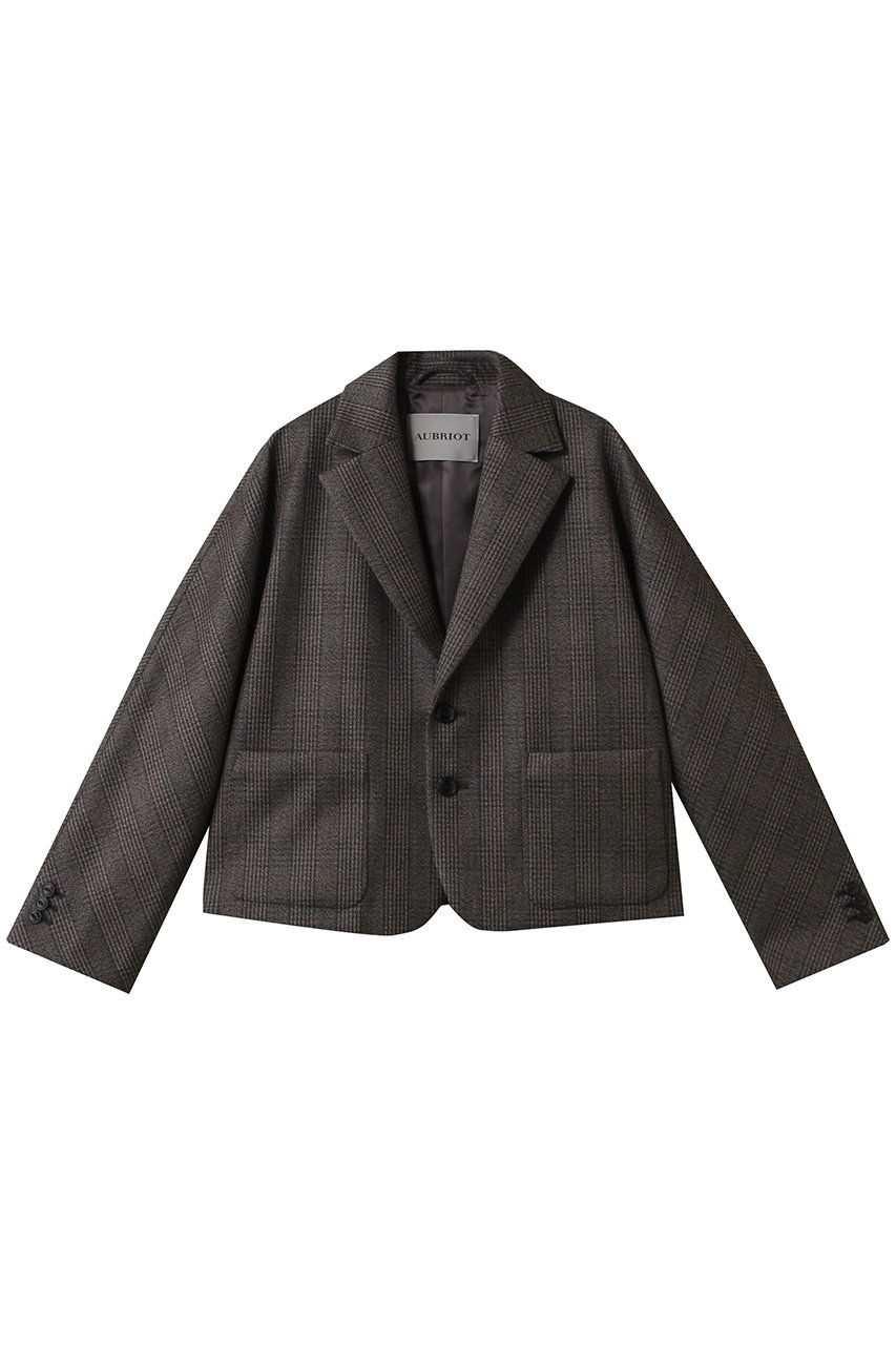 AUBRIOT チェックジャケット (チャコールグレー, 02) オブリオ ELLE SHOP AUBRIOT チェックジャケット (チャコールグレー, 02) オブリオ ELLE SHOP