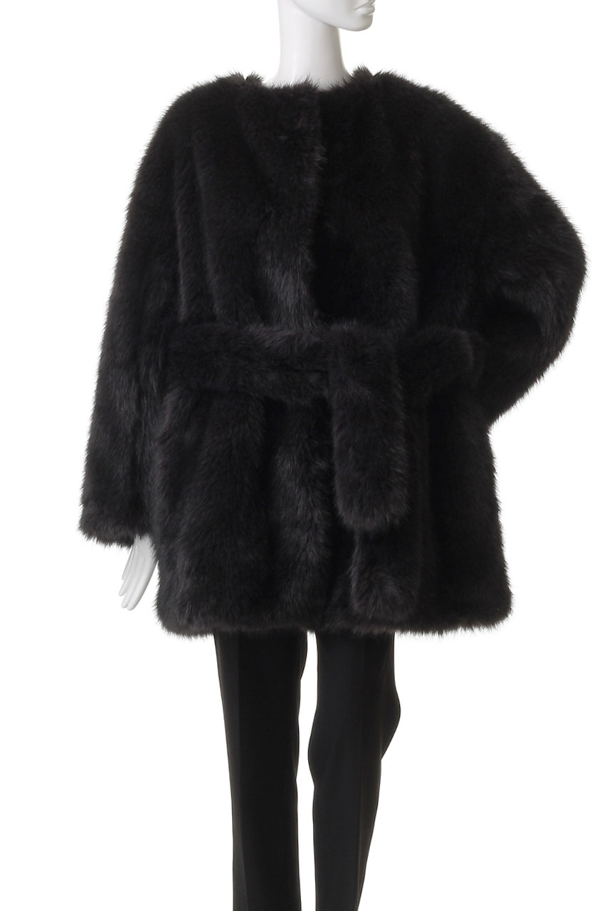 CADUNEチャコールグレーファーコート WEB限定】カールフェイクファーコート｜ラグナムーン