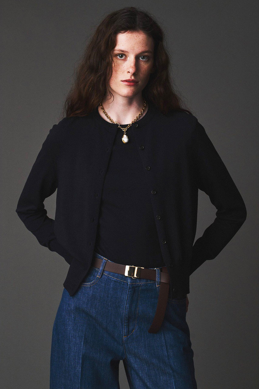 AUBRIOT ドライハイゲージカーディガン (ネイビー, 02) オブリオ ELLE SHOP