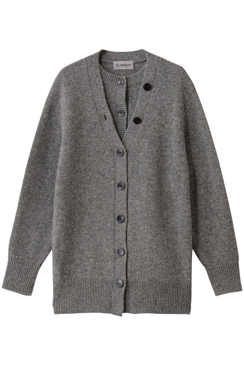AUBRIOT フェイクレイヤードカーディガン (チャコールグレー, 02) オブリオ ELLE SHOP