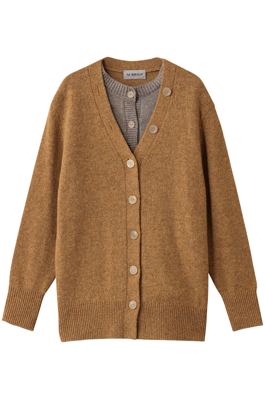 AUBRIOT フェイクレイヤードカーディガン (キャメルブラウン, 02) オブリオ ELLE SHOP