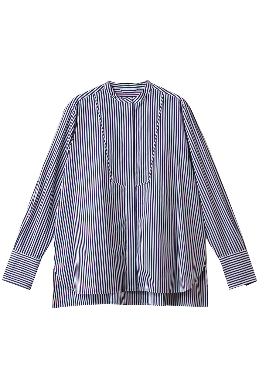AUBRIOT ファインブロード ストライプシャツ (ブルー, 02) オブリオ ELLE SHOP AUBRIOT ファインブロード ストライプシャツ (ブルー, 02) オブリオ ELLE SHOP