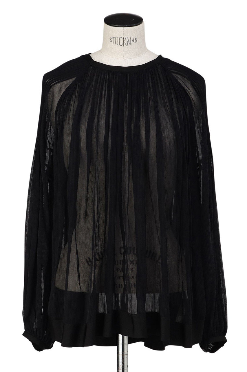 AUBRIOT シルククレープ ブラウス (ブラック, 02) オブリオ ELLE SHOP