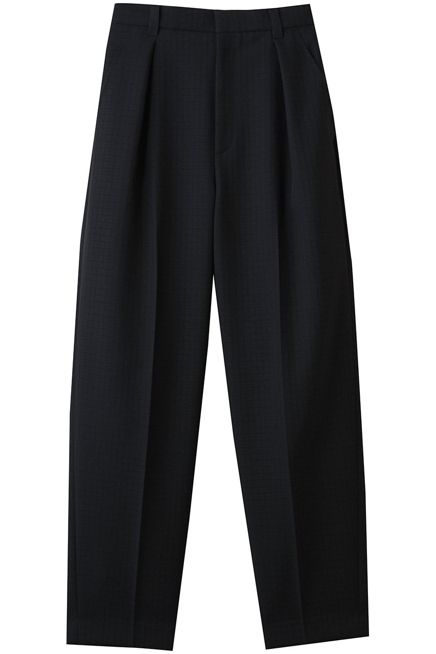 AUBRIOT チェックテーパードパンツ (ネイビー, 02) オブリオ ELLE SHOP