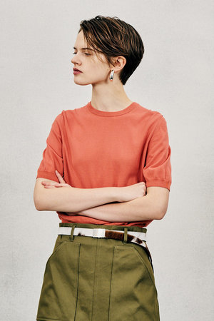 オブリオ/AUBRIOTのアイスファインコットンショートスリーブセーター(110300/110301)