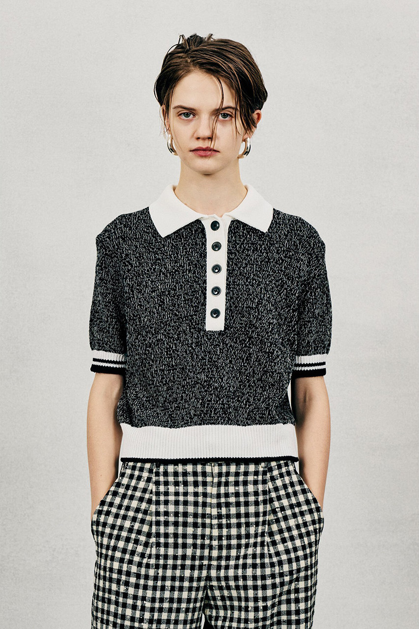 オブリオ/AUBRIOTのツイストコットンモクポロセーター(ブラック/S5115451)