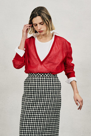 オブリオ/AUBRIOTのロージーコットンエステルVネックニット(110300/110301)