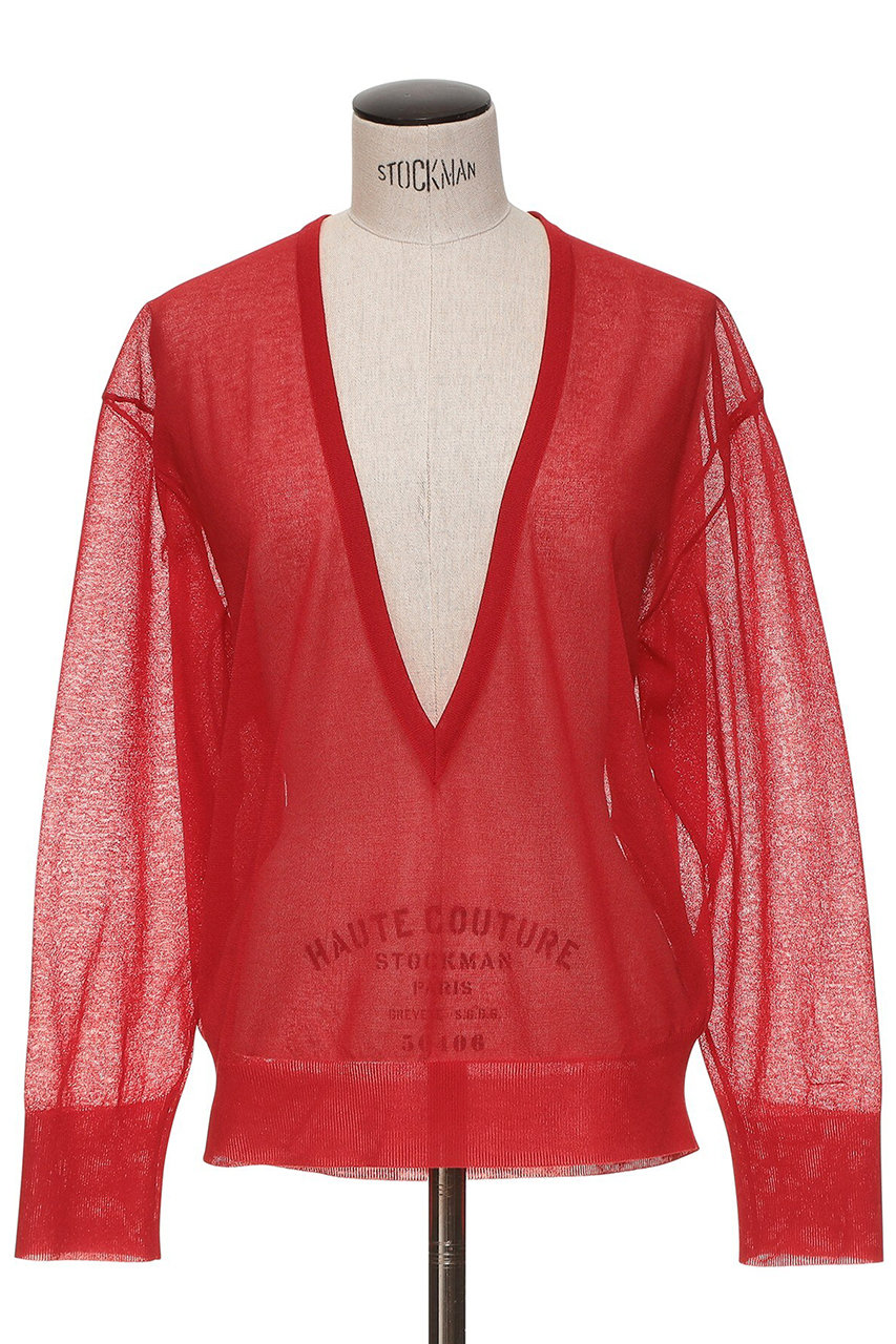 オブリオ/AUBRIOTのロージーコットンエステルVネックニット(レッド/S5115457)