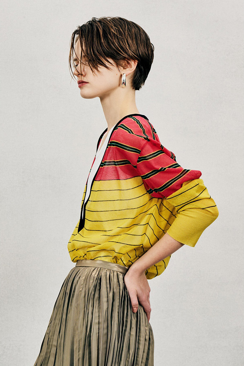 オブリオ/AUBRIOTのロージーコットンエステルVネックニット(イエロー/S5115457)