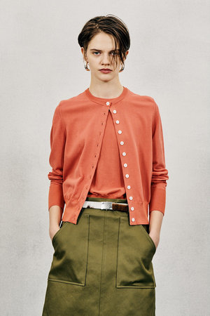 オブリオ/AUBRIOTのアイスファインコットンクルーネックカーディガン(110300/110303)