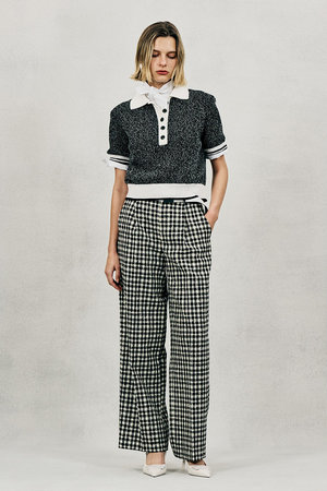 オブリオ/AUBRIOTのネップツイードギンガムワイドパンツ(110600/110601)