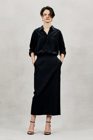 オブリオ/AUBRIOTのネップツイードギンガムペンシルスカート(110700/110703)