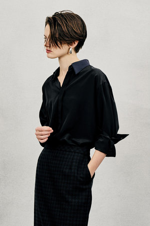 オブリオ/AUBRIOTのシルクデシンクレリックシャツ(110400/110403)