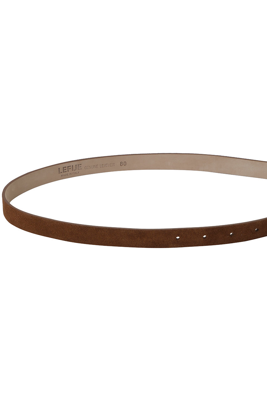 LEFIJE(レフィエ)｜スエードプレートバックルベルト/ブラウン×シルバー