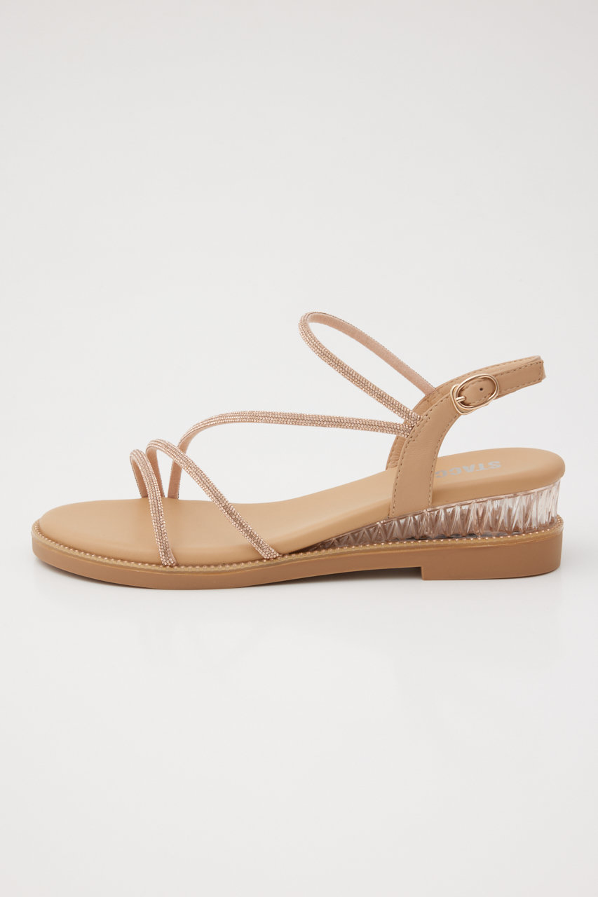 STACCATO プルスコードストラップシャイニーフラット (アプリコット, 24.5cm) スタッカート ELLE SHOP STACCATO プルスコードストラップシャイニーフラット (アプリコット, 24.5cm) スタッカート ELLE SHOP