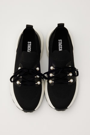 スタッカート/STACCATOのパールリボンニットスリッポン(130400/130403)