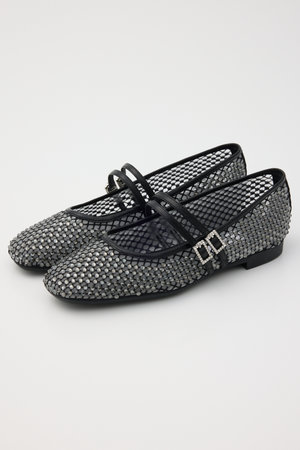 スタッカート/STACCATOのクリスタルメッシュベルトフラット(130400/130401)