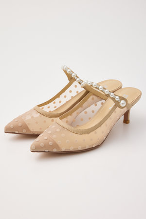 スタッカート/STACCATOのパールラインシースルードットミュール(130200/130201)