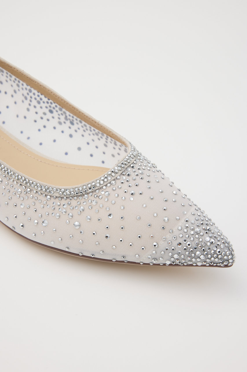 【美品】STACCATO ストーン シースルー フラット パンプス STACCATO(スタッカート)｜キャリーシースルーフラット/ホワイト の通販
