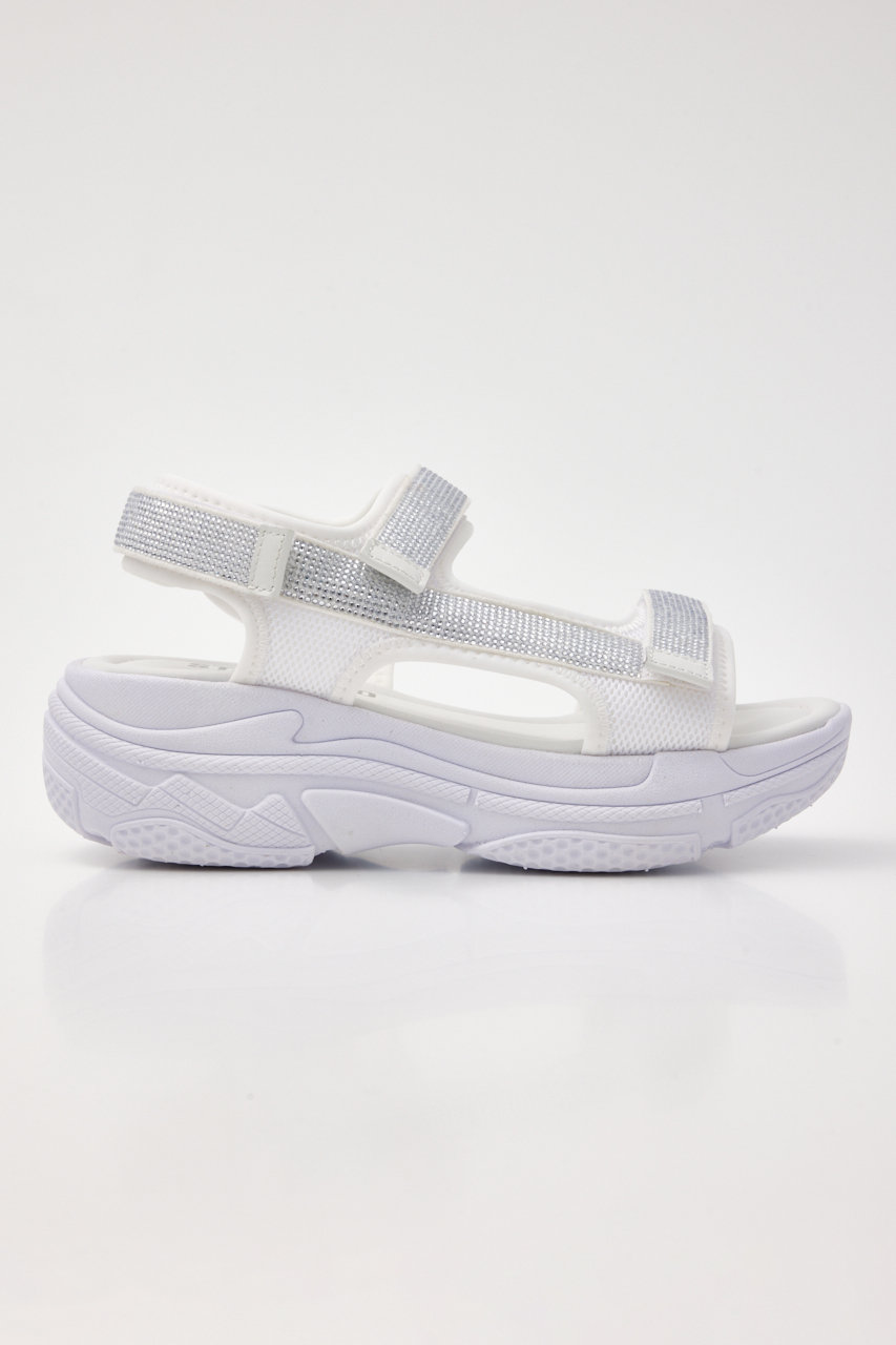 【極美品】スタッカート　ストラップサンダル　24.5 STACCATO サンダル プルスコードストラップシャイニーフラット