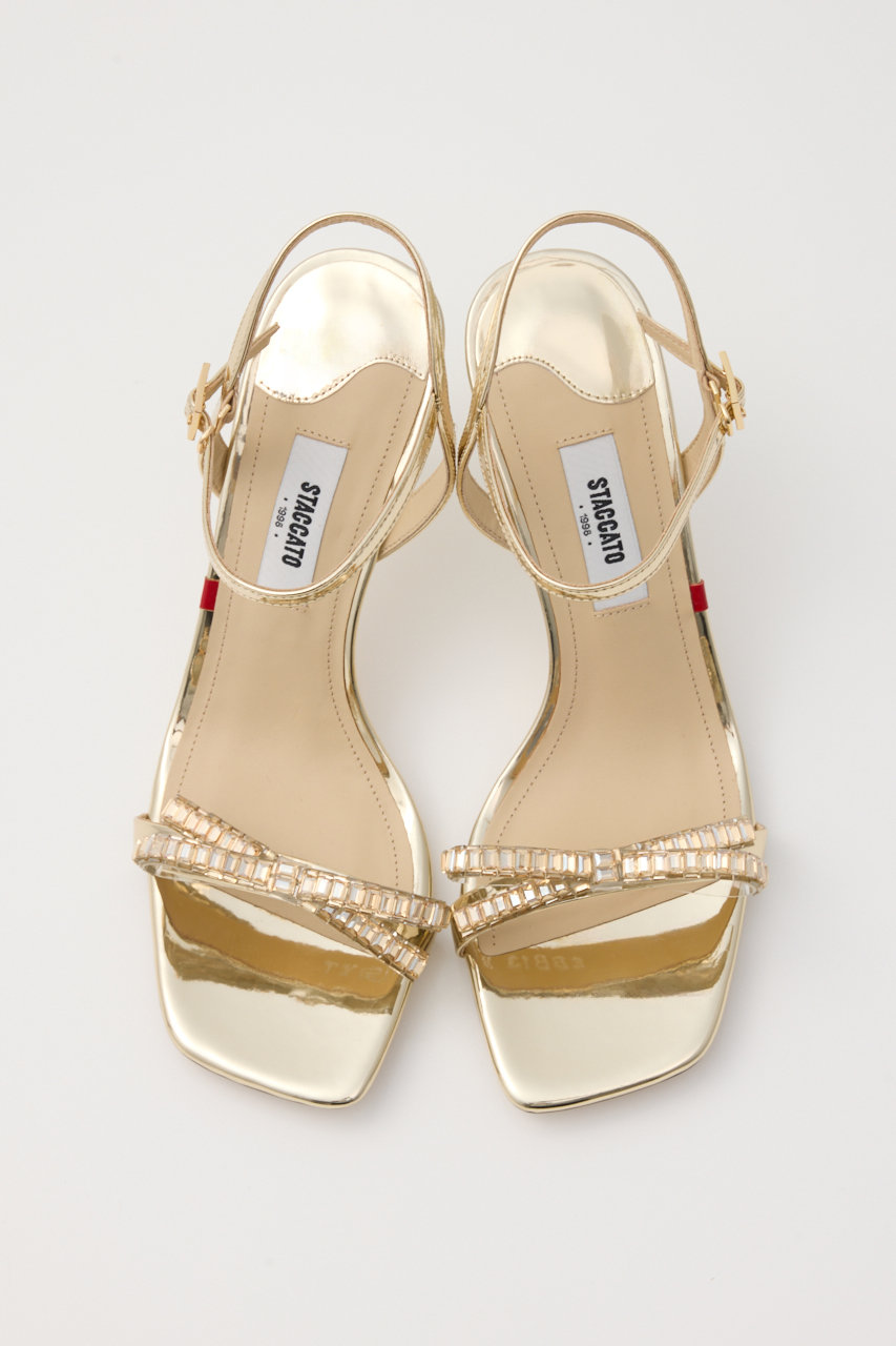 スタッカート アイボリー リボン付き サンダル