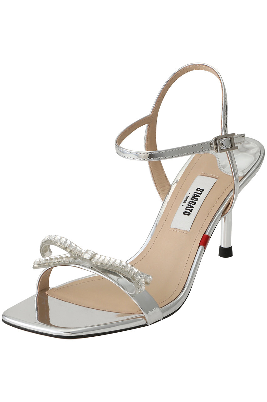 スタッカート/STACCATOのスィンリボンピンヒールサンダル(シルバー/350IS136-6645)