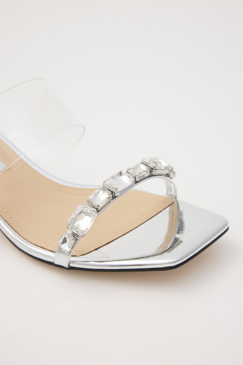新品未使用】✨STACCATO 23cm ミュール ビジュー 白 レザー 完売品 STACCATO サンダル ビジュー