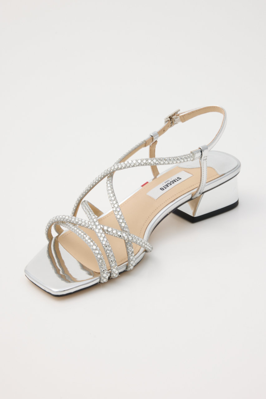 STACATO ビジューシルバーサンダル STACCATO(スタッカート)｜ボーアンビジューサンダル/シルバー の