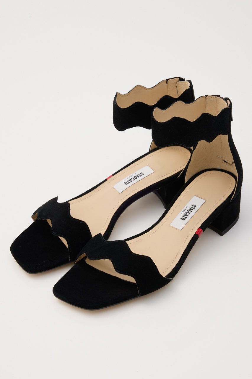 STACCATO スカラップカットサンダル (Dブラック, 24.0cm) スタッカート ELLE SHOP STACCATO スカラップカットサンダル (Dブラック, 24.0cm) スタッカート ELLE SHOP