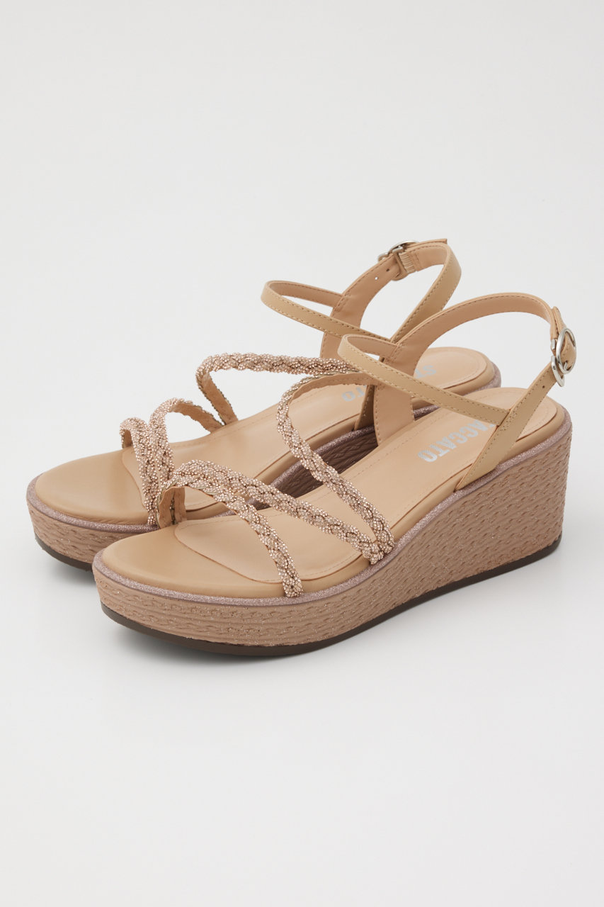 STACCATO プルスコードストラップウェッジヒールサンダル (アプリコット, 23.5cm) スタッカート ELLE SHOP STACCATO プルスコードストラップウェッジヒールサンダル (アプリコット, 23.5cm) スタッカート ELLE SHOP