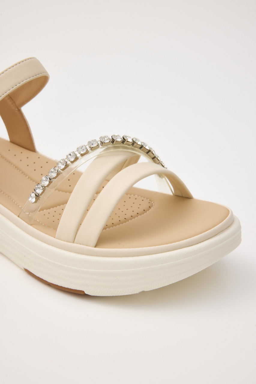 【美品】STACCATO スタッカート ビジュー サンダル 羊革 23cm 美品】STACCATO スタッカート ビジュー サンダル 羊革 23cm