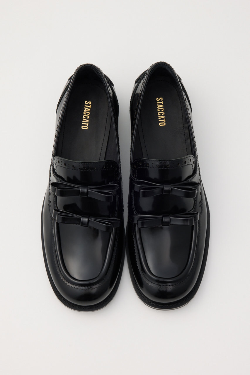 STACCATO(スタッカート)｜アンブルダブルリボンローファー/ブラック の