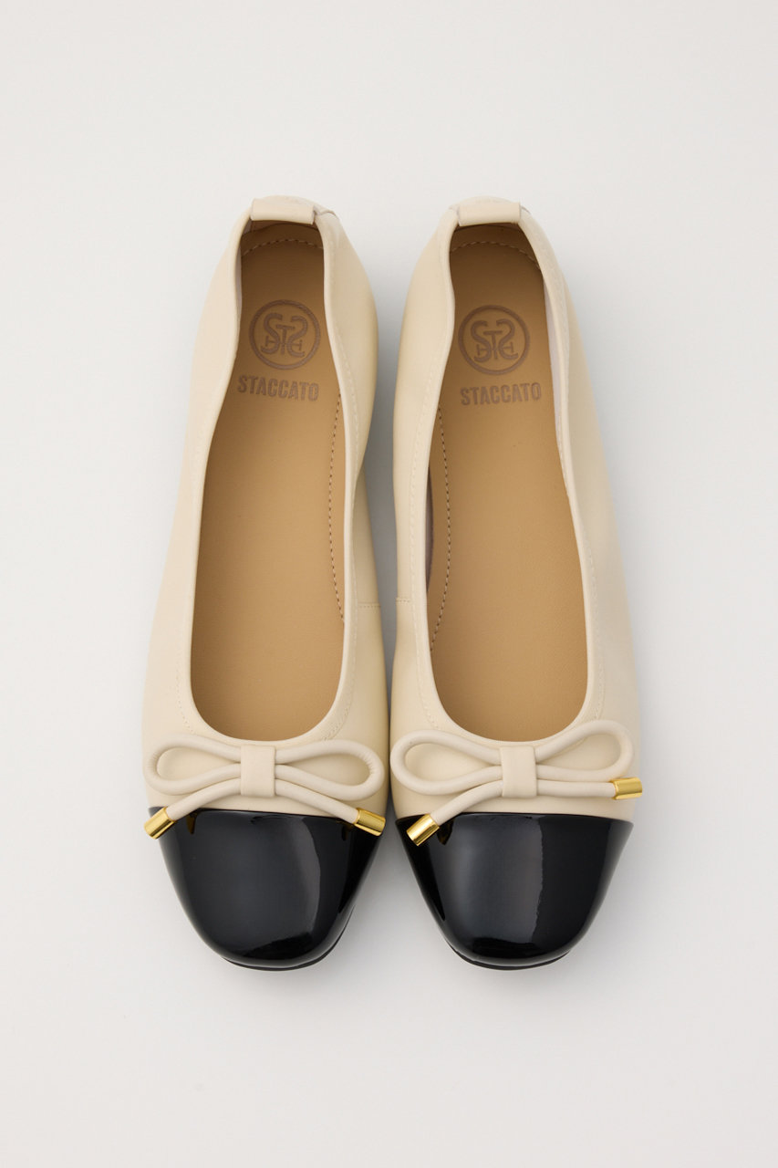STACCATO バトンリボンバレエシューズ (柄ホワイト, 24.0cm) スタッカート ELLE SHOP STACCATO バトンリボンバレエシューズ (柄ホワイト, 24.0cm) スタッカート ELLE SHOP