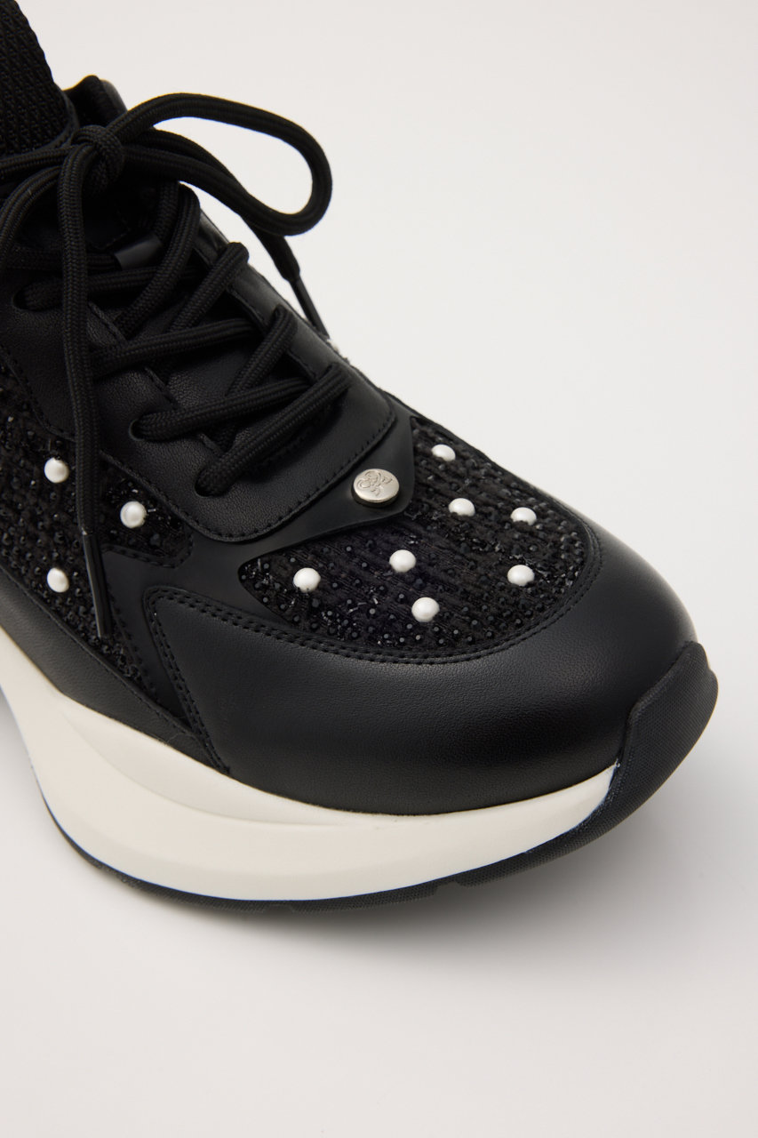 STACCATOのパール付き厚底パンプス★黒★美品★２３㎝★定価２万５千円 STACCATO(スタッカート)｜パールミックスハイヒールスニーカー