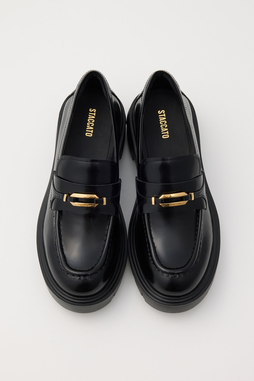 STACCATO スタッカート ビジュー付きブラックローファー厚底 STACCATO(スタッカート)｜フィンタンクソールローファー