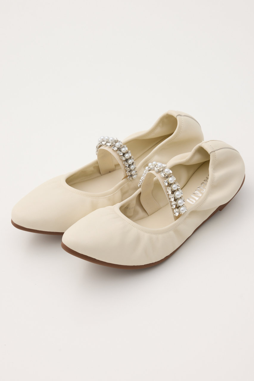 STACCATO ビジューベルトライトバレエシューズ (ホワイト, 23.0cm) スタッカート ELLE SHOP STACCATO ビジューベルトライトバレエシューズ (ホワイト, 23.0cm) スタッカート ELLE SHOP