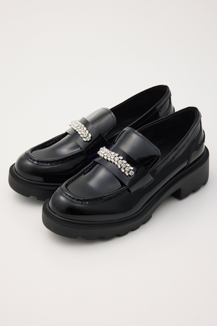 スタッカート/STACCATOのビジューストーンタンクソールローファー(ブラック/350JS148-8170)