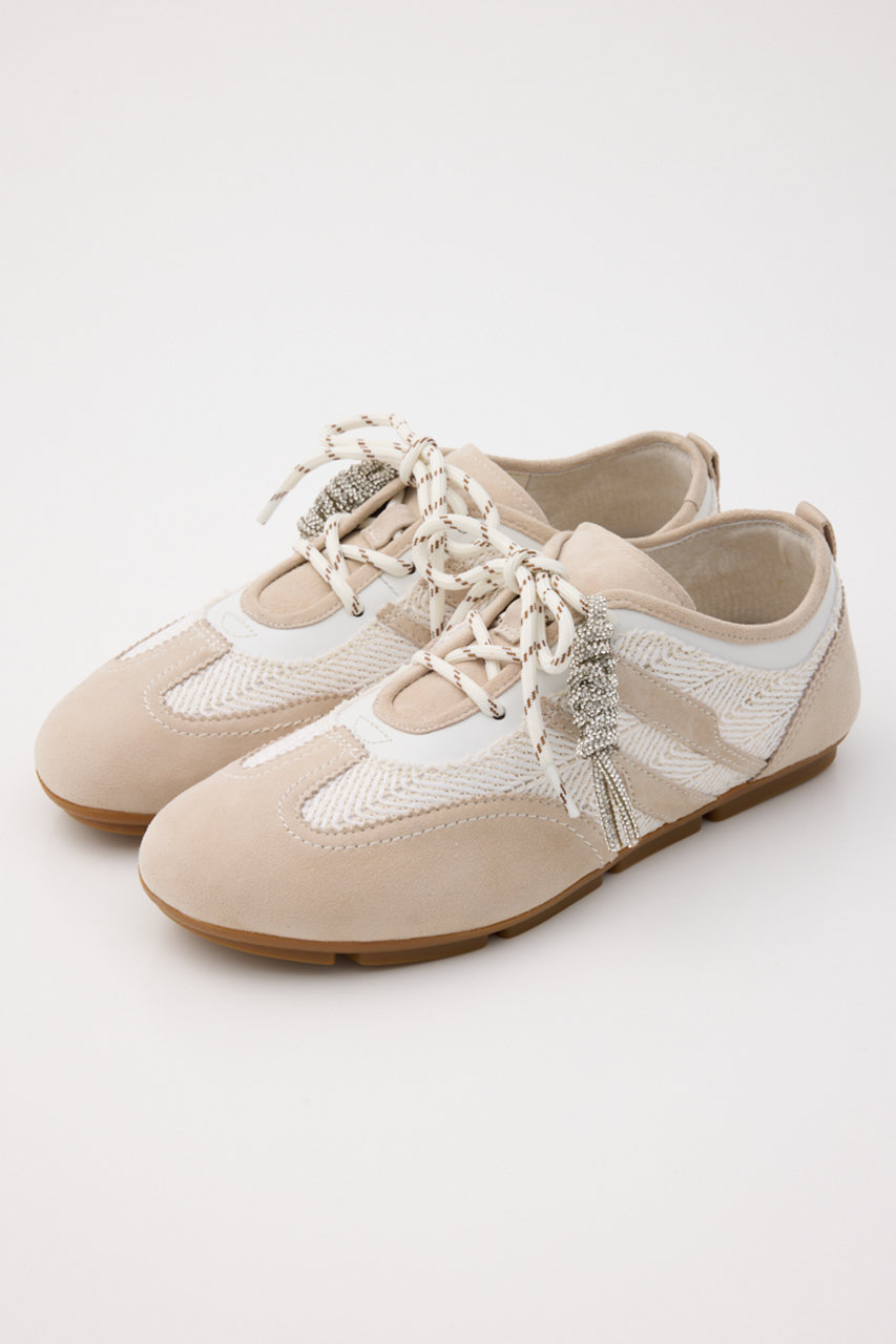 スタッカート/STACCATOのオブリークトゥチャームコンビスニーカー(柄ベージュ/350JS149-9070)