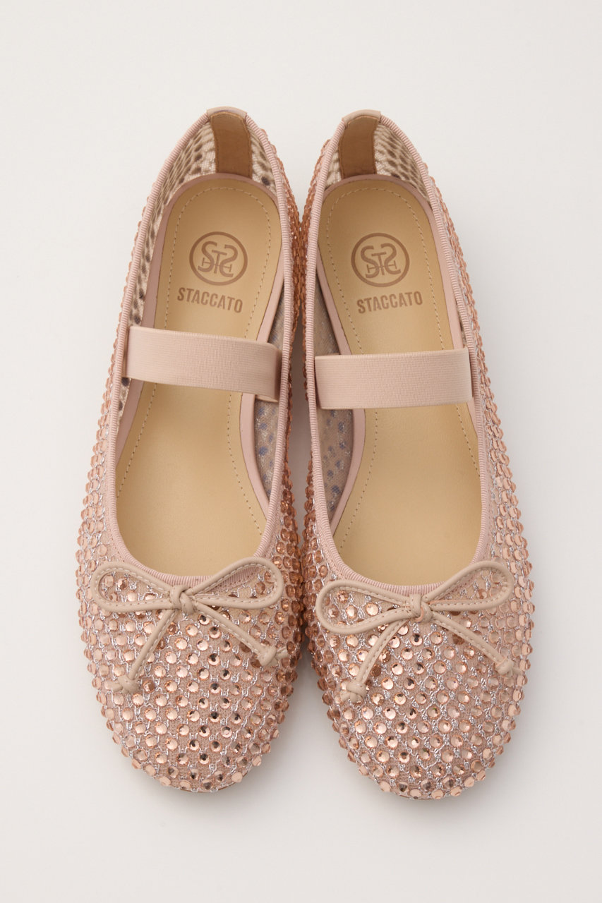 スタッカート/STACCATOのクリスタルメッシュリボンフラット(S.ピンク/350JS112-2115)
