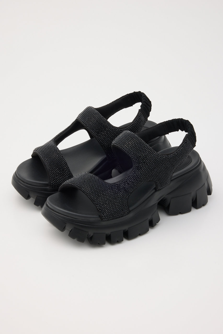 スタッカート/STACCATOのコスモスラギッドソールサンダル(ブラック/350JS136-6715)