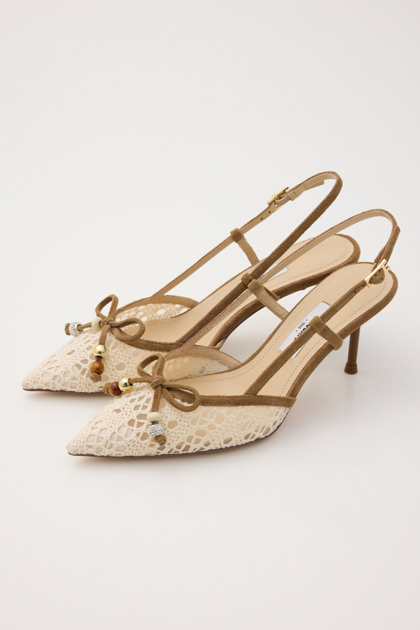 スタッカート/STACCATOのクロシェエバックオープンパンプス(ホワイト/350JS111-1060)