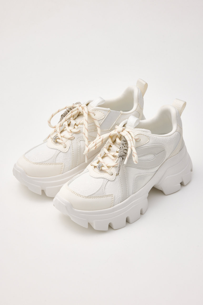 スタッカート/STACCATOのドルチェチャームレースコンビムスニーカー(ホワイト/350JS149-9095)