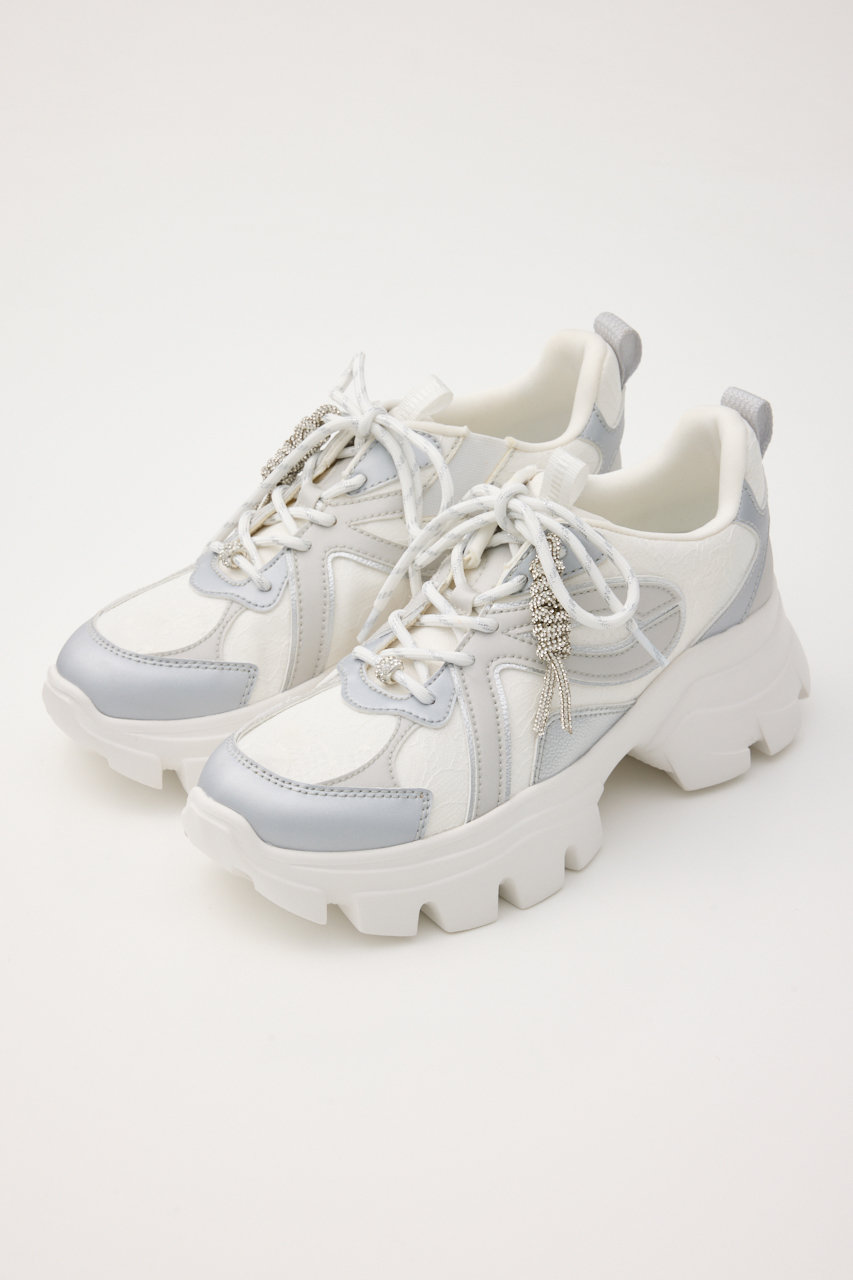 スタッカート/STACCATOのドルチェチャームレースコンビムスニーカー(シルバー/350JS149-9095)