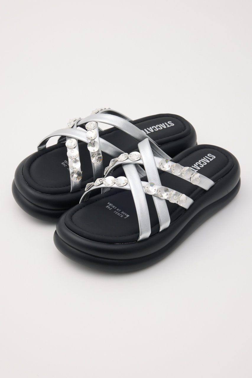 スタッカート/STACCATOのマペットフットベッドサンダル(シルバー/350JS137-7955)