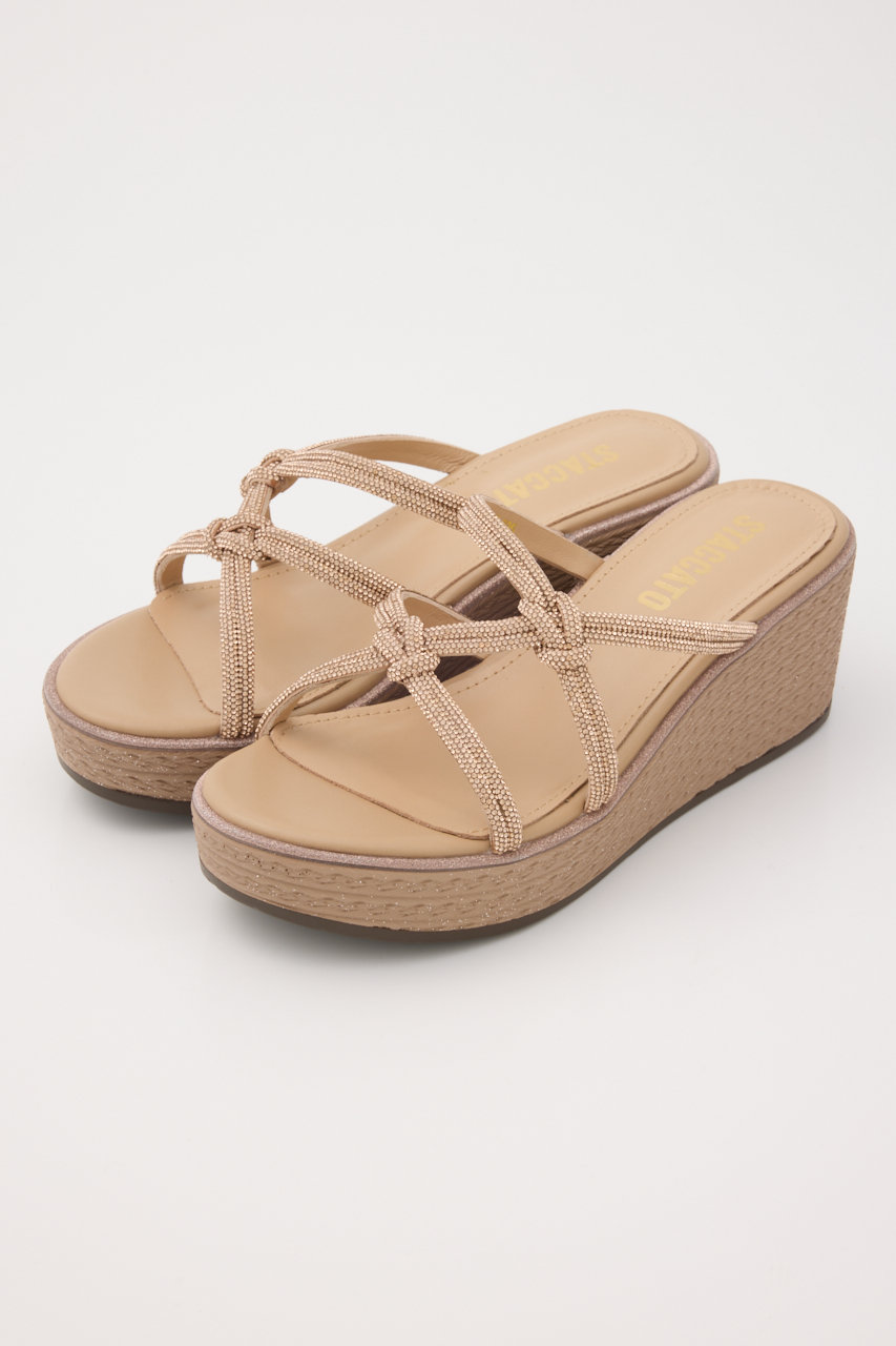 スタッカート/STACCATOのプルスコードウェッジヒールミュールサンダル(ピンクゴールド/350JS136-6755)