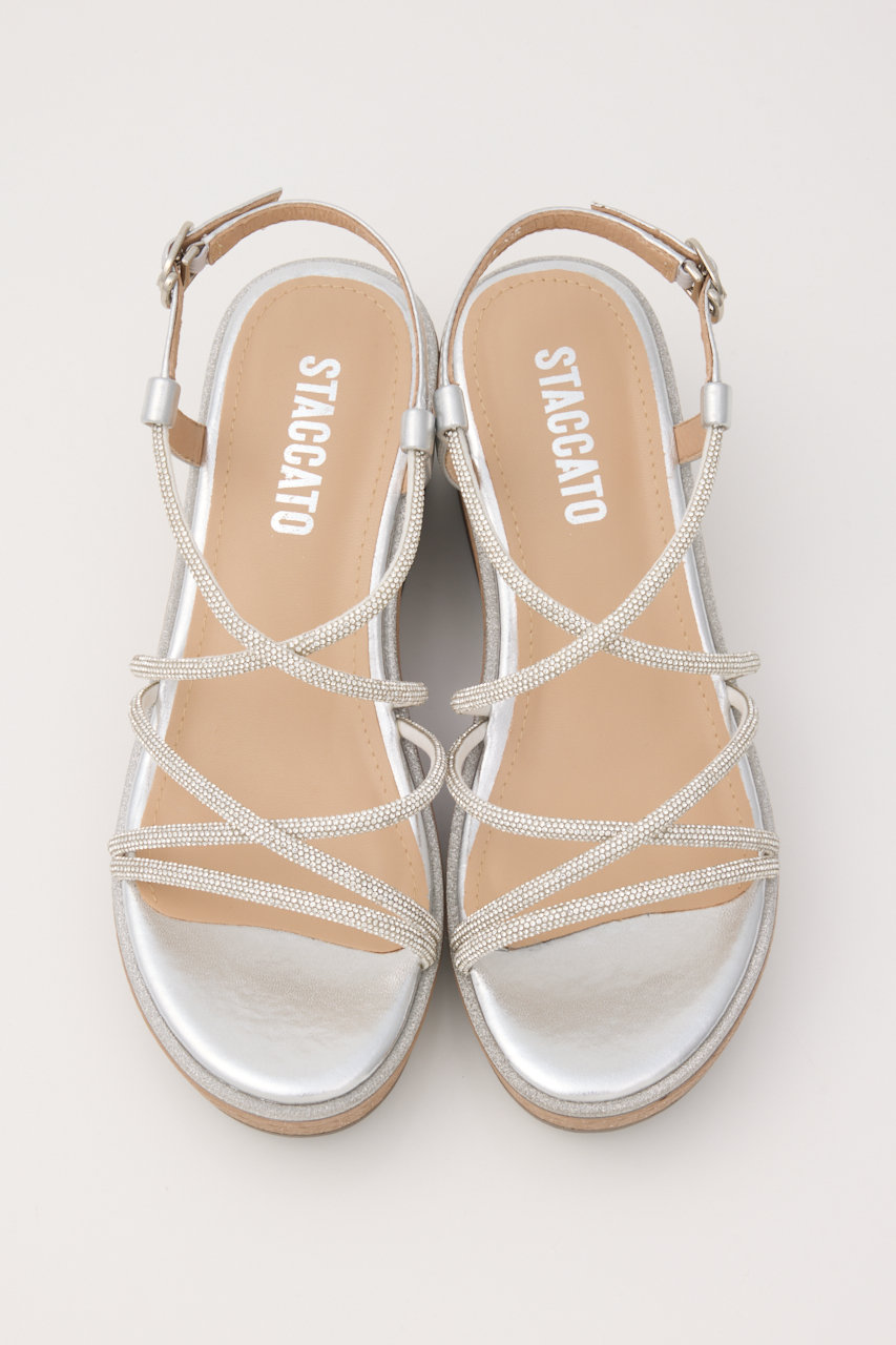 STACCATO スタッカート ラインストーン ミュール サンダル シルバー staccato サンダル シルバー - メルカリ