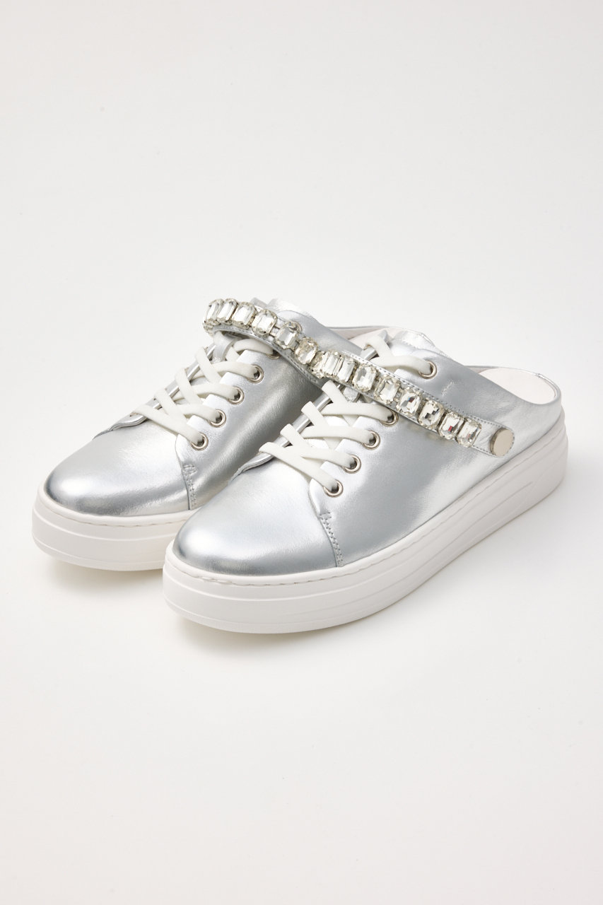STACCATO シルバー ビジュー スニーカー STACCATO(スタッカート)｜2WAYビジューベルトスニーカーサンダル