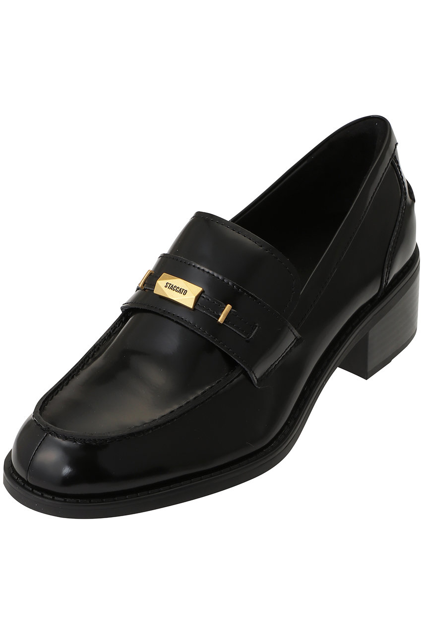 STACCATO ポリゴンクラスローファー (ブラック, 24.0cm) スタッカート ELLE SHOP